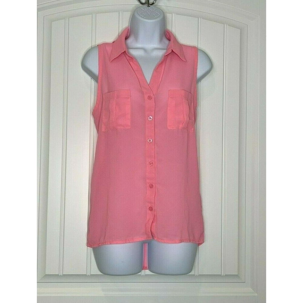 Zenana Styles Women's Tank Top size Medium Hot pink/ sheer 100% polyester